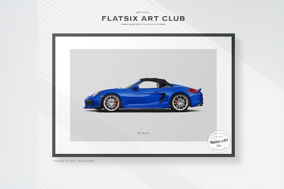 話題の人気 Porsche 981 Boxster Spyder Sketched Wall Art - Multi-colour アート・デザイン・音楽