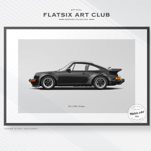 Porsche 930 Turbo Sketched Wall Art - Multi-colour Automotive Art Print - Car Poster Illustration