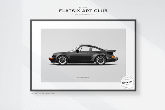 ポルシェ 930 Turbo カタログポスター　A2　額無し Porsche 930 Turbo Sketched Wall Art - Multi-colour Automotive Art