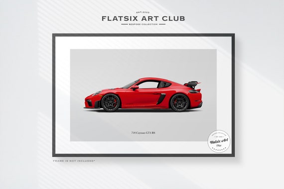 Porsche 718 Cayman GT4 RS Sketched Art Print: Automotive Car
