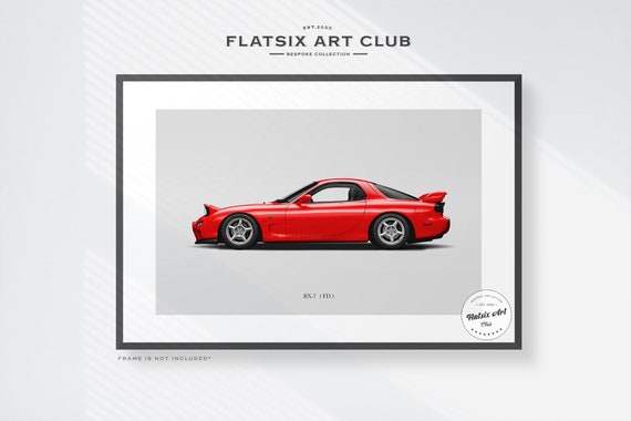 Mazda RX-7 (FD) Sketched Wall Art - Multi-colour Automotive Art
