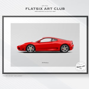 Ferrari 360 Modena Sketched Wall Art - Multi-colour Automotive Art Print - Car Poster Illustration