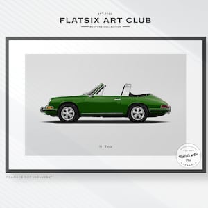 Porsche Classic 911 Targa Sketched Wall Art - Multi-colour Automotive Art Print - Car Poster Illustration