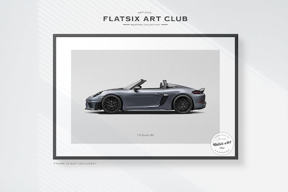 Porsche 718 Spyder RS Sketched Wall Art - Multi-colour Automotive