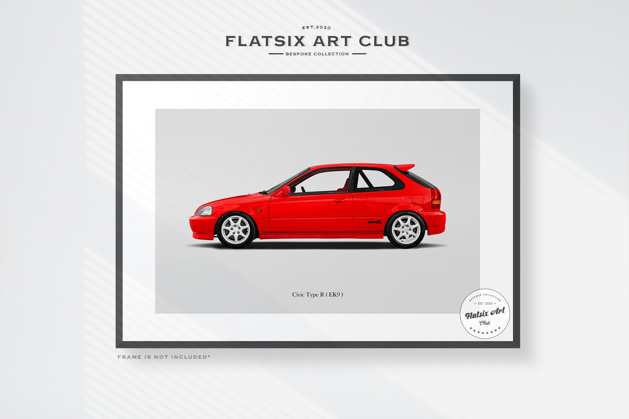 Honda Civic Type R (EK9) Sketched Art Print: Automotive Car Poster