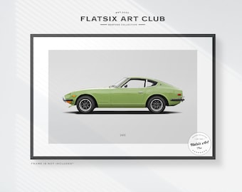 Datsun 240Z Sketched Wall Art - Multi-colour Automotive Art Print - Car Poster Illustration