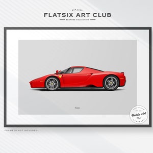 Ferrari Enzo Sketched Wall Art - Multi-colour Automotive Art Print - Car Poster Illustration