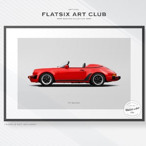 Porsche 911 Speedster Sketched Wall Art - Multi-colour Automotive Art Print - Car Poster Illustration