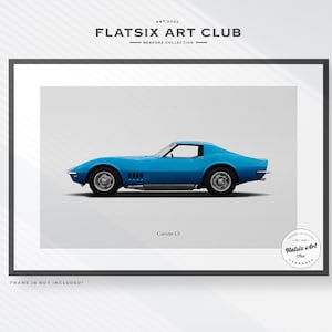Croquis d'art mural Chevrolet Corvette C3 - impression d'art automobile multicolore - illustration d'affiche de voiture
