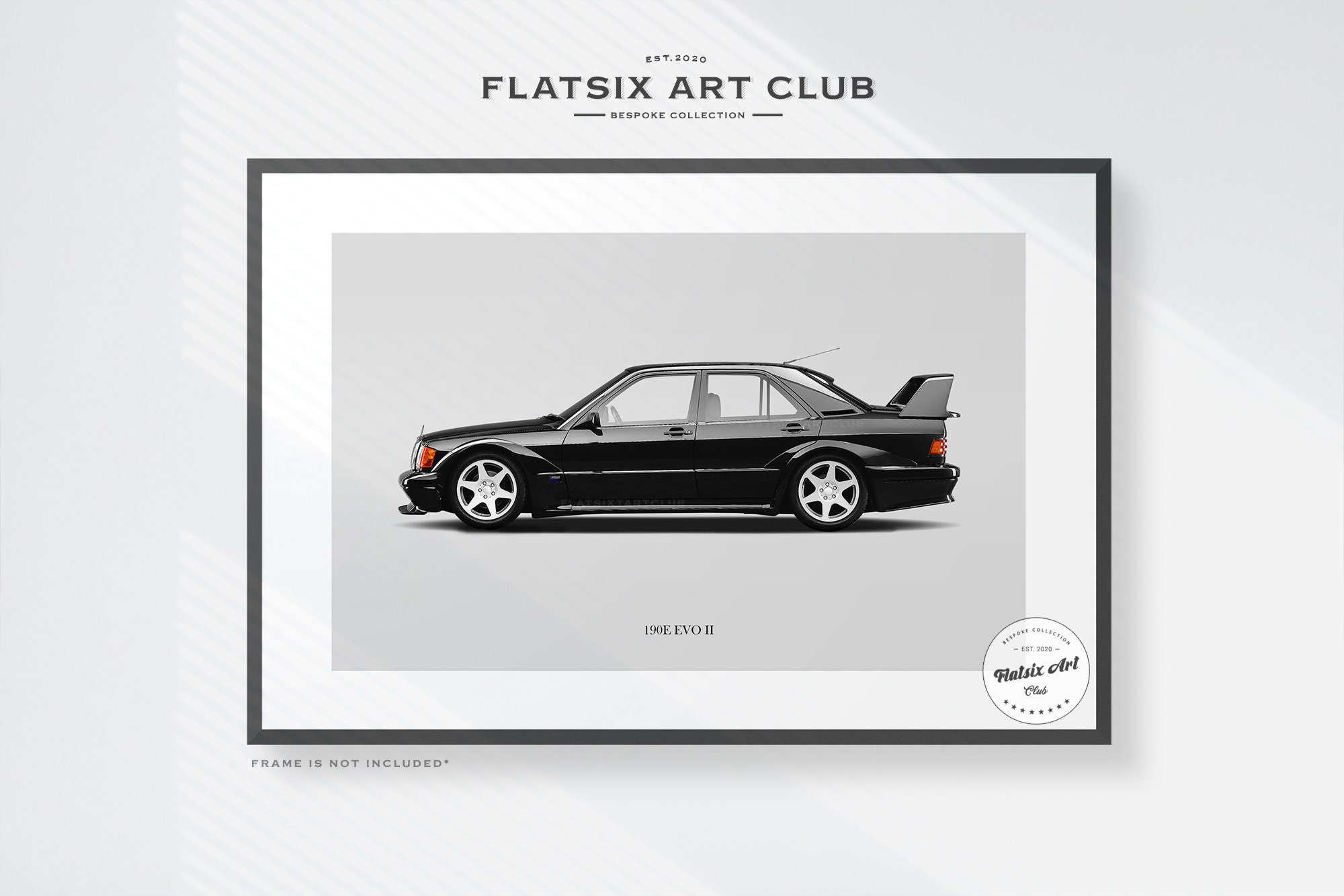 Mercedes-Benz 190E EVO II Sketched Wall Art - Automotive Art Print - Car Poster Illustration