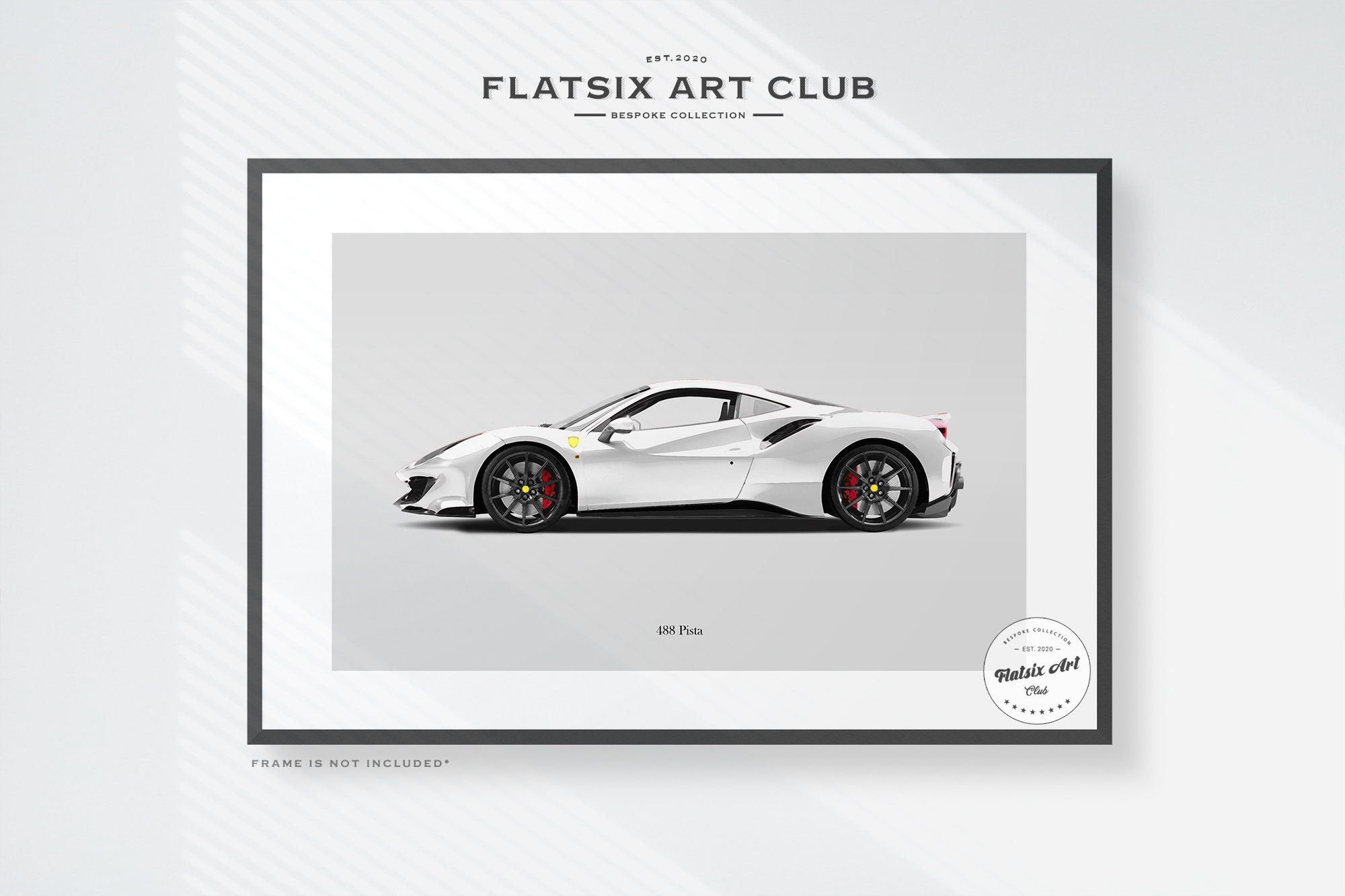 Ferrari 488 Pista Sketched Wall Art - Multi-colour Automotive Art