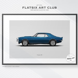 Chevrolet Camaro SS Sketched Wall Art - Multi-colour Automotive Art Print - Car Poster Illustration