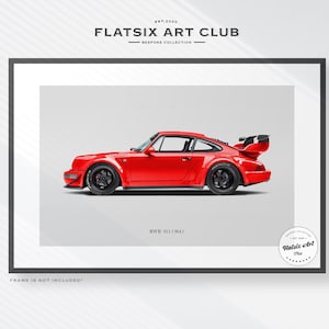 RWB Porsche 911 (964) Sketched Wall Art - Multi-colour Automotive Art Print - Car Poster Illustration