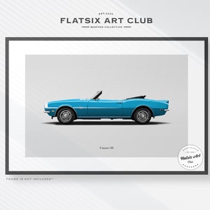 Chevrolet Camaro SS Convertible Sketched Wall Art - Multi-colour Automotive Art Print - Car Poster Illustration