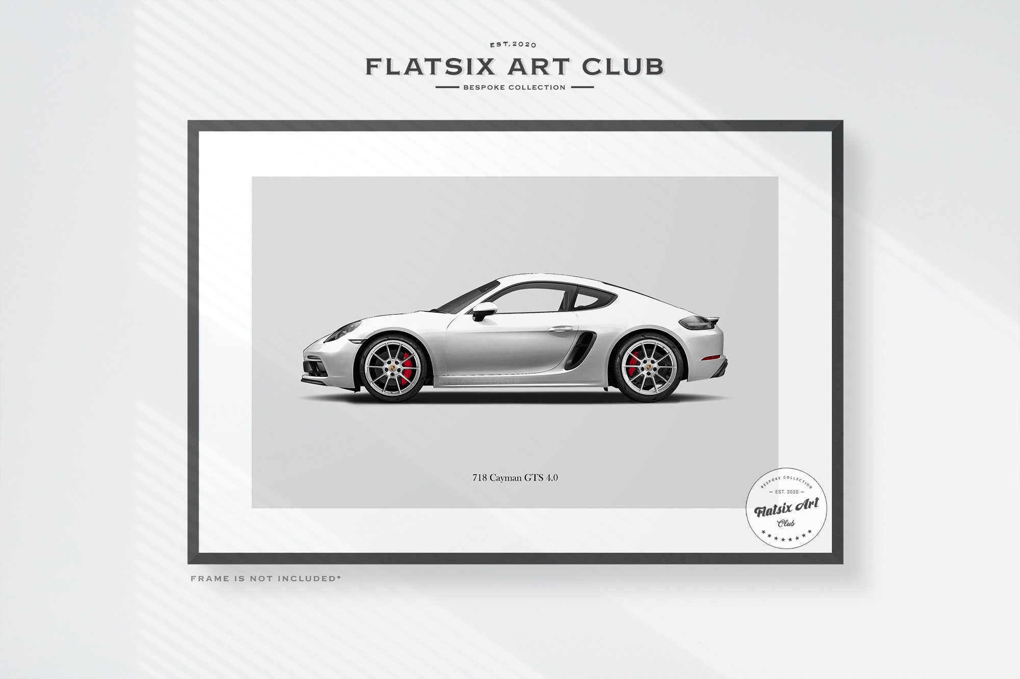 Porsche 718 Cayman GTS Sketched Wall Art - Multi-colour Automotive