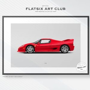 Ferrari F50 Sketched Wall Art - Multi-colour Automotive Art Print - Car Poster Illustration