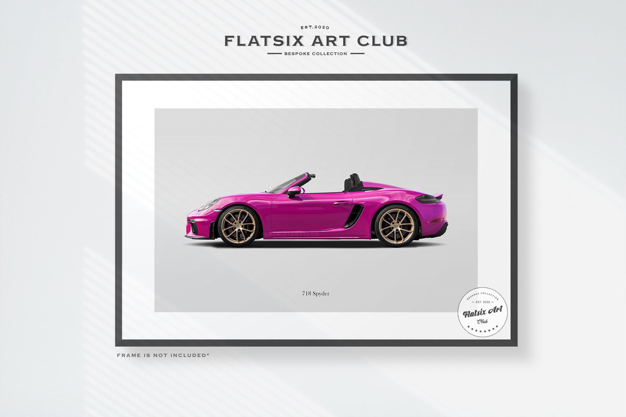 Porsche 718 Spyder Sketched Wall Art - Multi-colour Automotive Art
