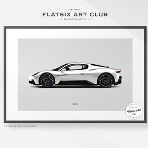 Maserati MC20 Sketched Wall Art - Multi-colour Automotive Art Print - Car Poster Illustration
