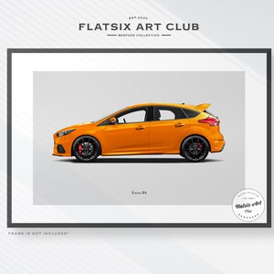 Ford Focus RS Sketched Wall Art - Multi-colour Automotive Art Print - Car Poster Illustration