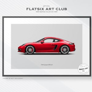 Porsche 718 Cayman GTS Sketched Wall Art - Multi-colour Automotive Art Print - Car Poster Illustration