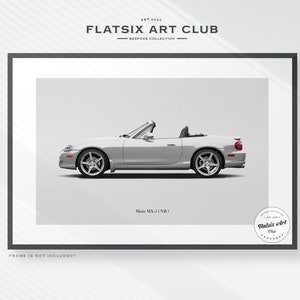 Mazda MX-5 (NB) Sketched Wall Art - Multi-colour Automotive Art Print - Car Poster Illustration