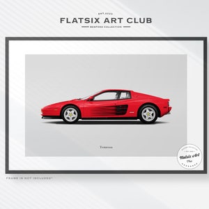 Ferrari Testarossa Sketched Wall Art - Multi-colour Automotive Art Print - Car Poster Illustration