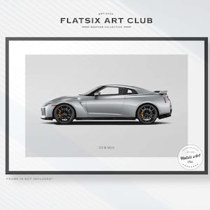 Nissan GT-R R35 Sketched Wall Art - Multi-colour Automotive Art Print - Car Poster Illustration