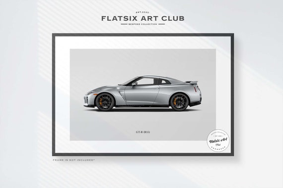 Nissan GT-R R35 Sketched Wall Art - Multi-colour Automotive Art Print - Car Poster Illustration