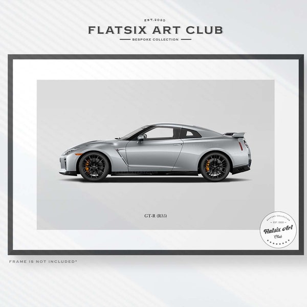 SILVERY NISSAN GTR R35 GICLEE CANVAS ART PRINT POSTER main image 1