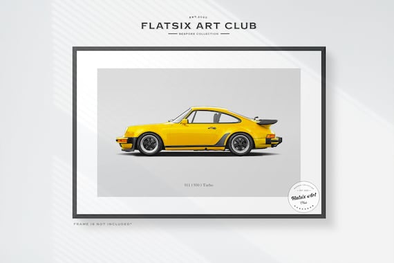 ポルシェ 930 Turbo カタログポスター　A2　額無し Porsche 930 Turbo Sketched Wall Art - Multi-colour Automotive Art