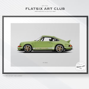 Singer Porsche 911 DLS Sketched Wall Art - Multi-colour Automotive Art Print - Car Poster Illustration