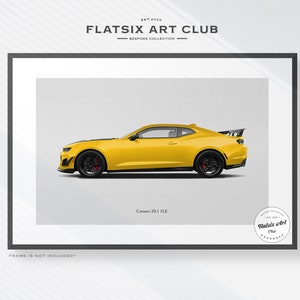 Chevrolet Camaro ZL1 1LE Sketched Wall Art - Multi-colour Automotive Art Print - Car Poster Illustration