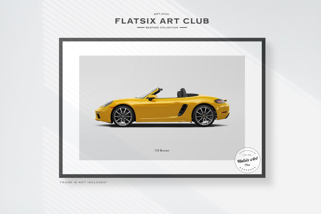 Porsche 718 Boxster Sketched Wall Art - Multi-colour Automotive