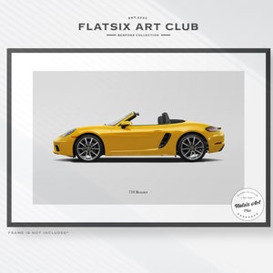 Porsche 718 Boxster Sketched Wall Art - Multi-colour Automotive Art Print - Car Poster Illustration