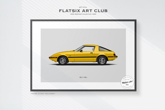 Mazda RX-7 (FB) Sketched Wall Art - Multi-colour Automotive Art