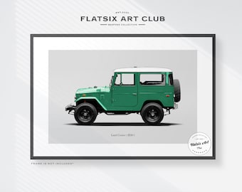 Toyota Land Cruiser FJ40 Sketched Wall Art - Multi-colour Automotive Art Print - Car Poster Illustration