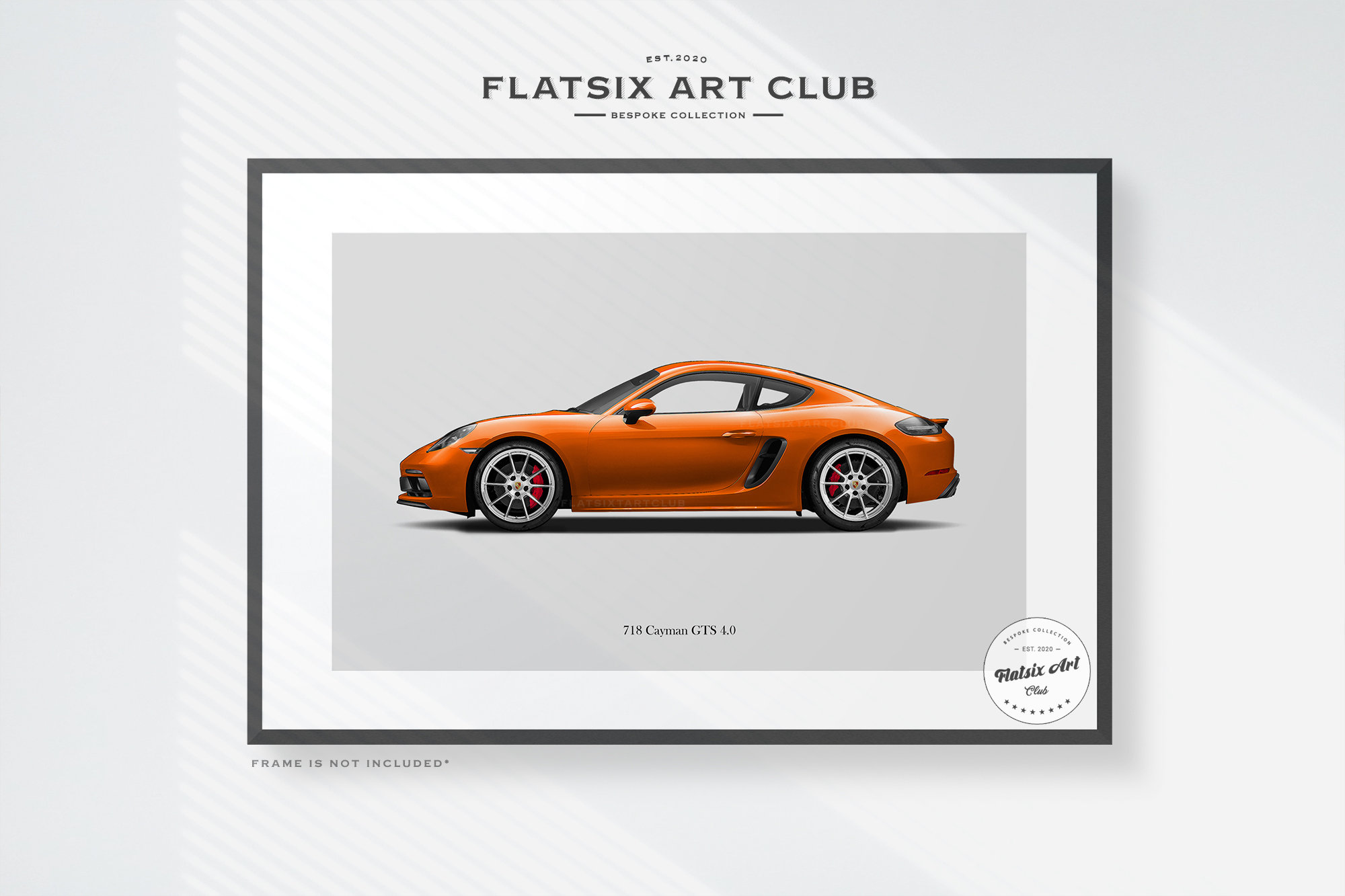 Porsche 718 Cayman GTS Sketched Wall Art - Multi-colour Automotive