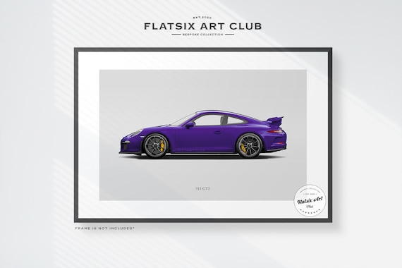 Porsche 911 GT3 (991.1) Sketched Wall Art - Multi-colour