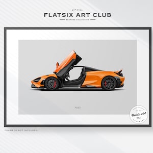 McLaren 765LT Sketched Wall Art - Multi-colour Automotive Art Print - Car Poster Illustration