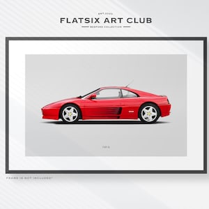 Ferrari 348 Sketched Wall Art - Multi-colour Automotive Art Print - Car Poster Illustration