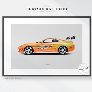 Toyota Supra Mk4 Sketched Art Print: Fast & Furious Movie Car Poster  Paul Walker