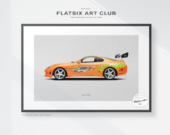 Toyota Supra Mk4 Sketched Art Print: Fast & Furious Movie Car Poster  Paul Walker