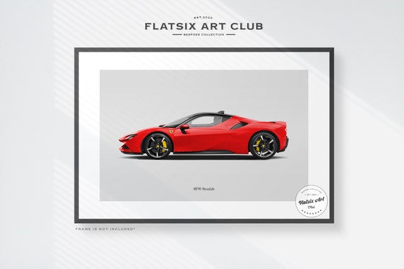 【Ferrari Garage Collection】フェラーリアートポスター Ferrari SF90 Stradale Sketched Wall Art - Multi-colour Automotive
