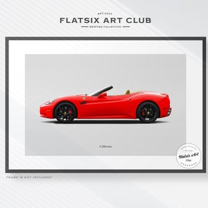 Ferrari California Sketched Wall Art - Multi-colour Automotive Art Print - Car Poster Illustration