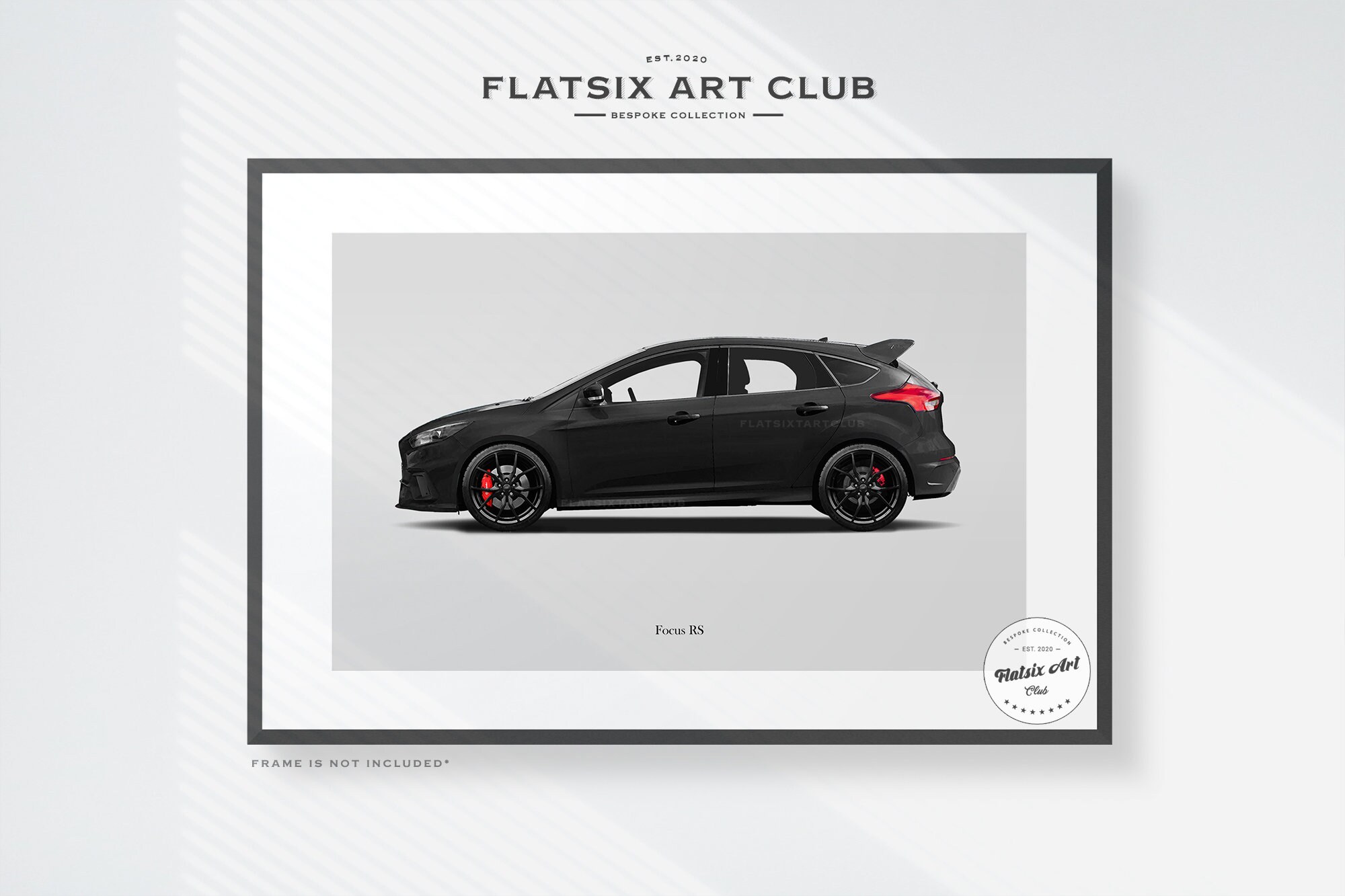 Ford Focus RS Sketched Wall Art - Multi-colour Automotive Art