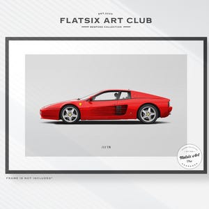 Ferrari 512 TR Sketched Wall Art - Multi-colour Automotive Art Print - Car Poster Illustration