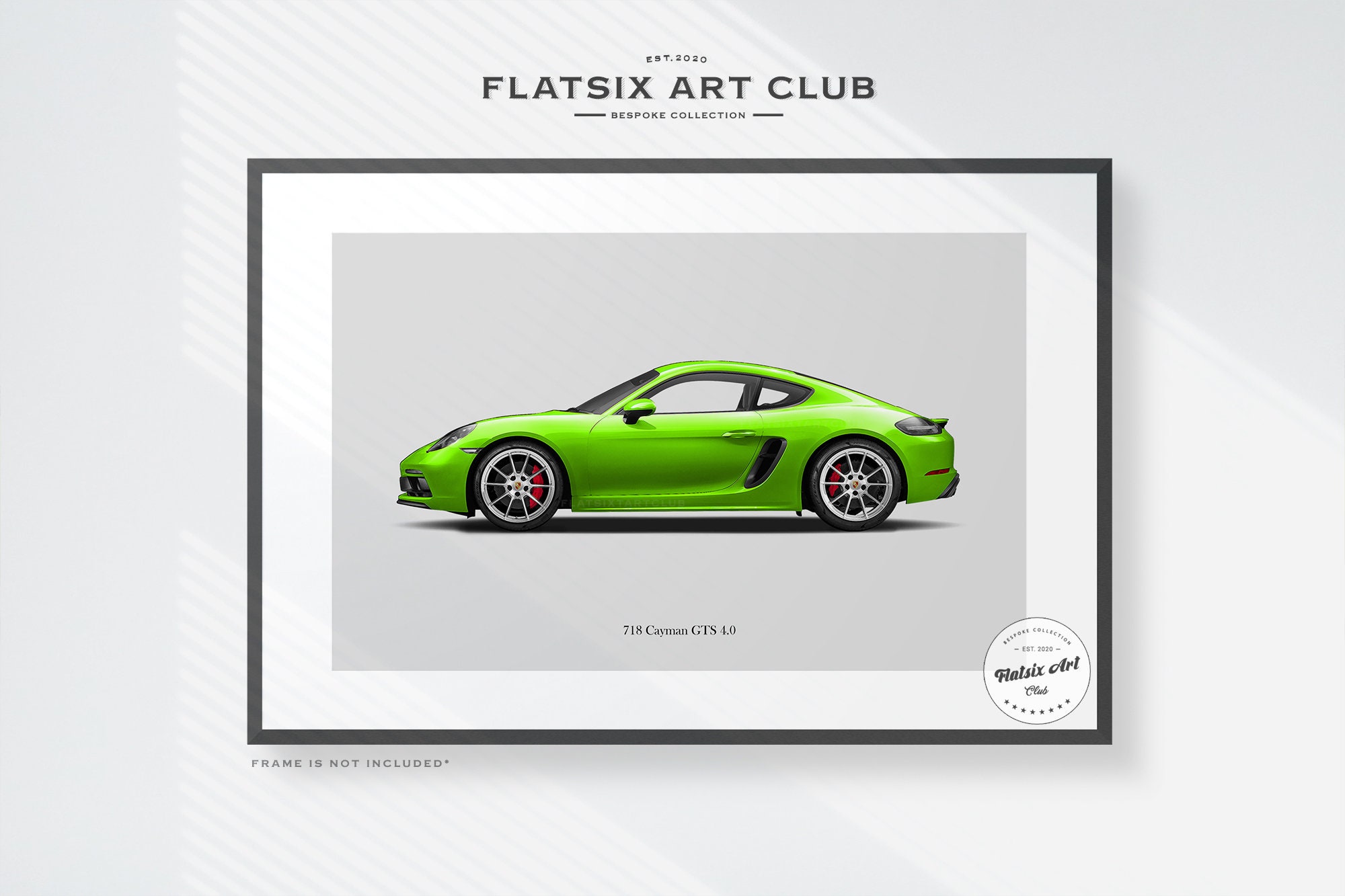 Porsche 718 Cayman GTS Sketched Wall Art - Multi-colour Automotive