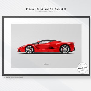 Ferrari LaFerrari Sketched Wall Art - Multi-colour Automotive Art Print - Car Poster Illustration