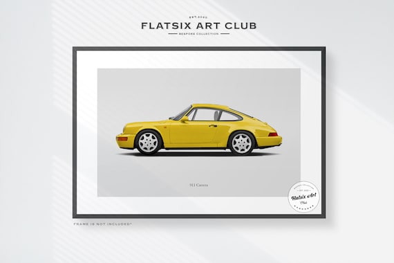 Porsche 911 Carrera (964) Sketched Wall Art - Multi-colour