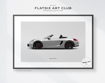 Porsche 981 Boxster Sketched Wall Art - Multi-colour Automotive Art Print - Car Poster Illustration
